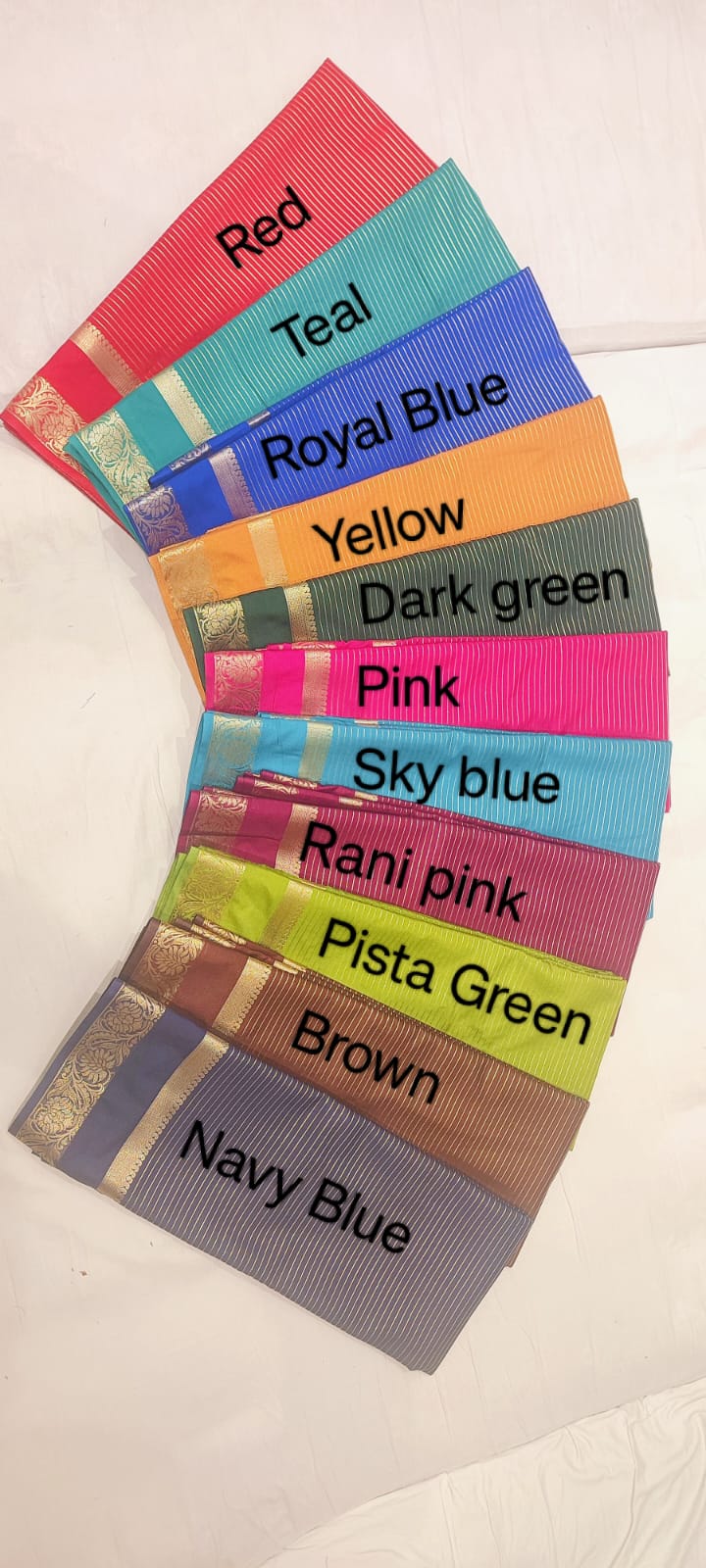 Dark Green Mysuru silk crepe saree with a Bentex border Orignal - Semi