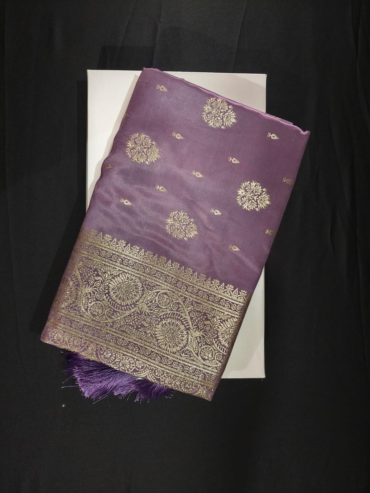 Lavender Banarasi Silk Saree with silver Zari Weaving