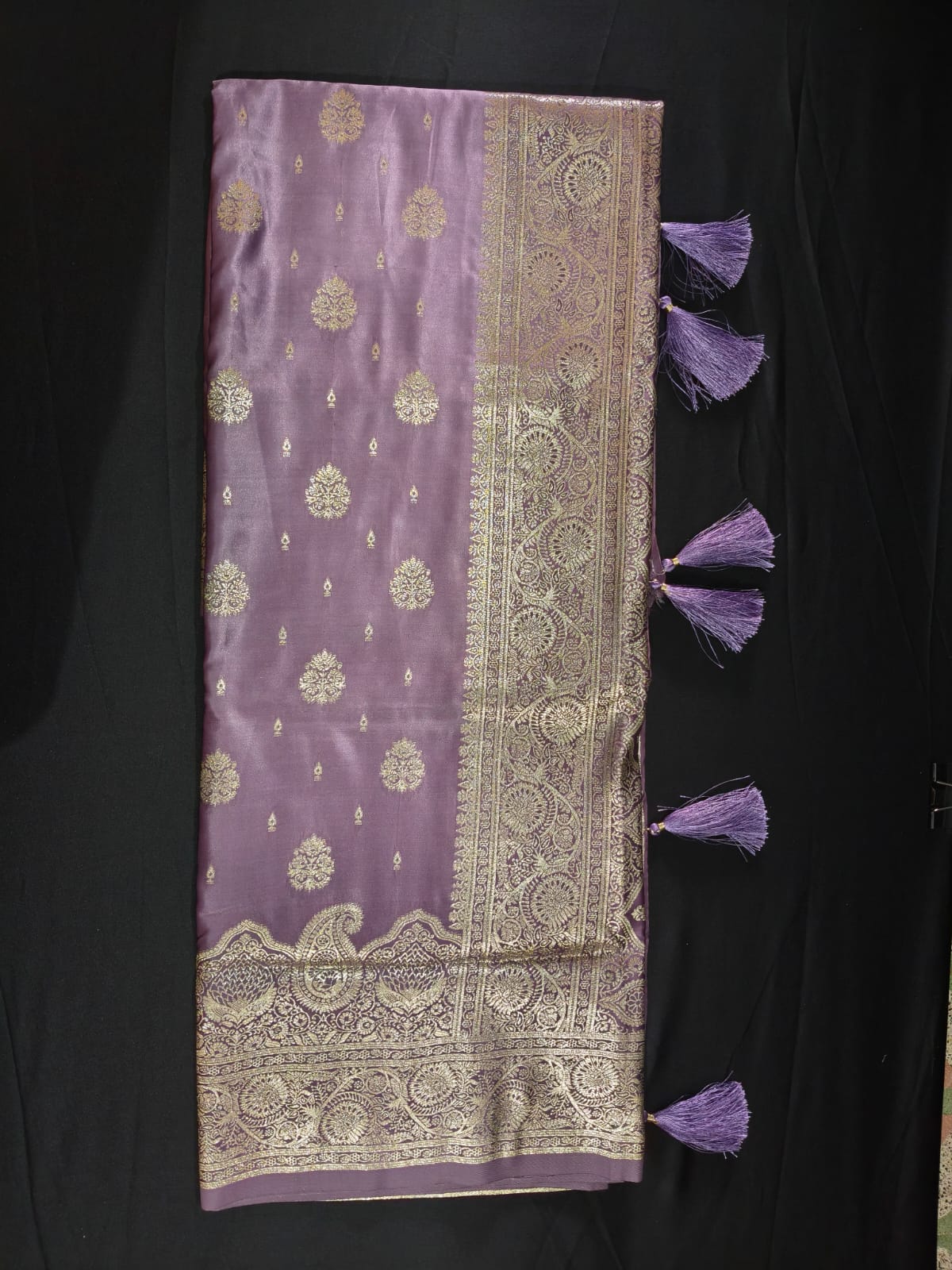 Lavender Banarasi Silk Saree with silver Zari Weaving