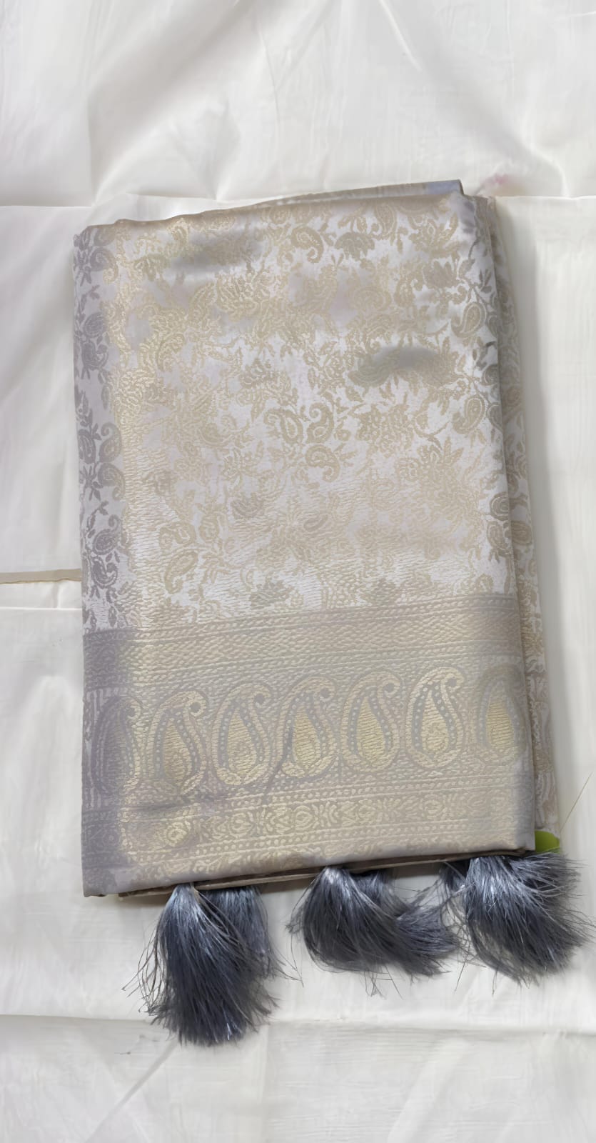 Silver Grey Banarasi Silk Saree  and 4 colour options available